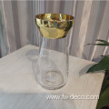 gold rimmed round tall flower vases glass